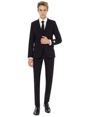 NEW Opposuits Boys Slim Fit Solid 3-Piece Suit OSTB-0008 Black Knight 12 Years